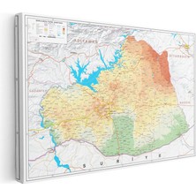 Tablofest Yatay Kanvas Tablo Şanlıurfa Fiziki Yeryüzü Harita Tablosu Ev Ofis Duvar Dekoru