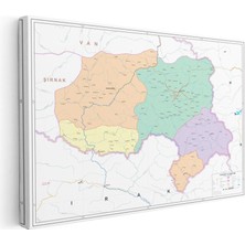 Tablofest Yatay Kanvas Tablo Hakkari Mülki Idare Harita Tablosu Ev Ofis Duvar Dekoru