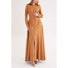 Societa Hardal Belden oturtmalı uzun gömlek elbise 94674