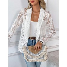 Sidelya Concept Kadın Uzun Kollu Yakalı Önü Açık Dantelli Ceket