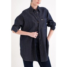 Societa Lacivert Bol kesim denim gömlek 10845