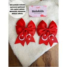 MELOKİDS Kırmızı Türk Bayrağı Desenli Kadın Lastikli Toka Seti 23NISAN,19MAYIS,29EKIM