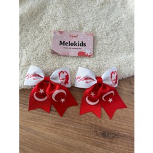 MELOKİDS 23 Nisan , 29EKIM Kırmızı-Beyaz Atatürk ve Bayraklı Kurdele Çocuk Tokası 2 Adet Klipsli