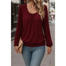 Sidelya Concept Kadın Uzun Kollu Yuvarlak Yakalı Viskon Bluz