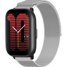 Amazfit Active ile Uyumlu Kordon Hasır Metal Örgü Mıknatıslı Milano Kayış