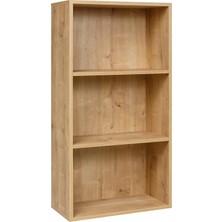 Furni 24 Dekoratif 3 Bölmeli Kitaplık, Ofis Kitaplığı, Evrak Dergi Rafı, Aksesuar Rafı