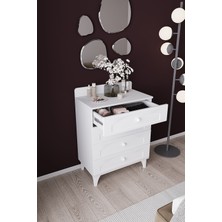 Dekorfim DF11102B - 4 Çekmeceli Şifonyer – Geniş Depolama Alanlı, Modern Çekmeceli Dolap, Yatak & Genç Odası  Beyaz