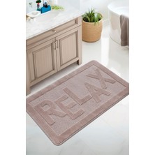 Konfor Halı Doğal Kaymaz Taban Banyo Paspas Uzun Ömürlü Yumuşak Dokulu Su Emici Yıkanabilir Yazılı Paspas Relax 60X100