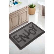 Konfor Halı Doğal Kaymaz Taban Banyo Paspas Uzun Ömürlü Yumuşak Dokulu Su Emici Yıkanabilir Yazılı Paspas Enjoy 60X100
