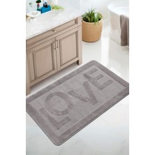 Konfor Halı Doğal Kaymaz Taban Banyo Paspas Uzun Ömürlü Yumuşak Dokulu Su Emici Yıkanabilir Yazılı Paspas Love 60X100