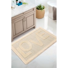 Konfor Halı Doğal Kaymaz Taban Banyo Paspas Uzun Ömürlü Yumuşak Dokulu Su Emici Yıkanabilir Yazılı Paspas Love 60X100