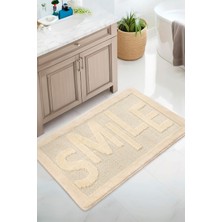 Konfor Halı Doğal Kaymaz Taban Banyo Paspas Uzun Ömürlü Yumuşak Dokulu Su Emici Yıkanabilir Yazılı Paspas Smile 60X100