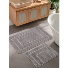 Konfor Halı Doğal Kaymaz Taban Banyo Paspas Seti Uzun Ömürlü Yumuşak Dokulu Su Emici Yıkanabilir Çerçeve Set 50X80-50X40