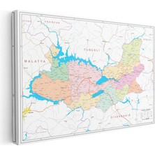 Tablofest Yatay Kanvas Tablo Elazığ Idari Bölümler Harita Tablosu Ev Ofis Duvar Dekoru