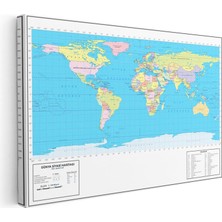 Tablofest Yatay Kanvas Tablo Dünya Ülkeler Atlası Harita Tablosu Ev Ofis Duvar Dekoru
