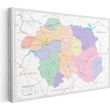 Tablofest Yatay Kanvas Tablo Eskişehir Ilçe Detaylı Harita Tablosu Ev Ofis Duvar Dekoru