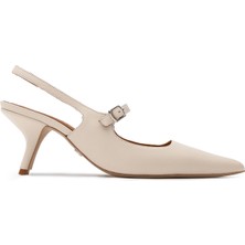 Jabotter %100 Deri Bej Kadın Stiletto Louvre Deri Stiletto