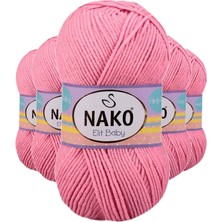 Nako 5 Adet Elite Baby El Örgü Ipi Tüylenmeyen Bebek Yünü Pembe 6837