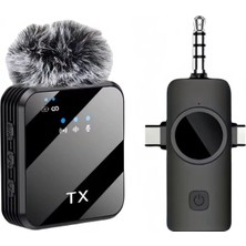 Kablosuz Yaka Mikrofonu Tekli Mikrofon iPhone 16 ile Uyumlu Type-C/aux/lightning Portlu Telefon Pc T