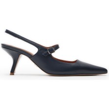 Jabotter %100 Deri Lacivert Kadın Stiletto Louvre Deri Stiletto