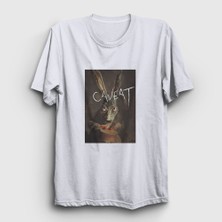 Presmono Unisex Beyaz Korku Filmi Caveat T-Shirt