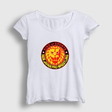 Presmono Kadın Beyaz Njpw Güreş New Japan Pro Wrestling T-Shirt