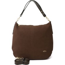 GÖNDERİ Kadın Kahve Süet  El ve Omuz Çantası