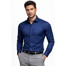 Lugon Slim Fit Pamuk Saten Uzun Kol Erkek Gömlek - 7527