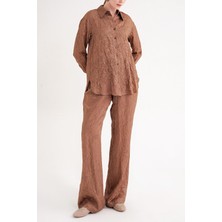 Societa Kahve Kraşlı pantalon gömlek takım 12352