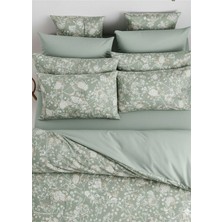 More Home  Tek Kişilik Lastikli Çarşaf  Nevresim Takımı  Yeşil Beyaz Floral