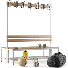 Furni 24 Ayakkabılıklı 4 Ayaklı Çift Taraflı Bank,  Kanca Şeritli Bank, 14 Kanca, 150 x 85 x 170  cm , Spor Bankı