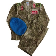 Single Sword Asker Çocuk Kıyafeti Mavi Bereli