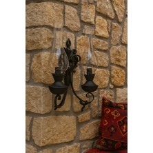 Tel Lighting Siyah Ferforje Gaz Lambası Ikili Aplik