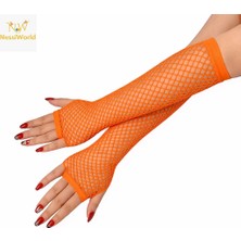 Butik Bfs 80’ler 90’lar Retro Turuncu File Parmaksız Eldiven 26 cm