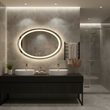 Aypars Atölye LED Işıklı Oval Ayna – Modern Dekoratif Banyo Aynası