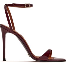 Jabotter %100 Deri Bordo Kadın Topuklu Ayakkabı Amour Rugan 10 cm