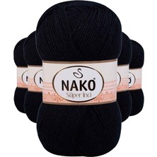 Nako 5 Adet Süper Inci El Örgü Ipi 100 gr Siyah 217