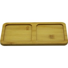Go İthalat Dikdörtgen - 2 Bölmeli - 10X19.5CM  Ahşap Bambu Yağdanlık Altlık (5440)