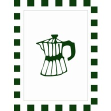 Fuart.Co Damalı Moka Kahve Temalı Dijital Baskı Poster (Çerçevesiz) Kafu