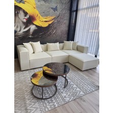 Erduran Mobilya Angelo 4 Modül Bukle Kumaş Köşe Koltuk Takımı