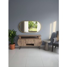 Esenhome DECOR Gold Çerçeveli Elips Duvar Aynası 60X120CM