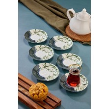 Cooker Özel Seri 12,5 cm Porselen Alaçatı Desenli 6'lı Çay Tabağı