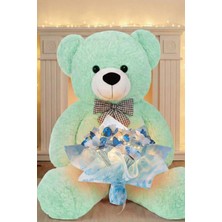 Sole LED Işıklı Mavi-Beyaz Kelebek Buketi – 25 Kelebekli & 90 cm Büyük Peluş Ayı | Sevgililer Gününe Özel