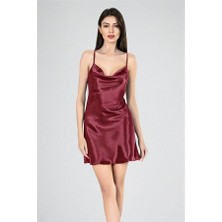 Red Womans Kısa Gecelik Degaje Bordo 7740