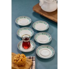 Cooker Özel Seri 12,5 cm Porselen Alaçatı Desenli 6'lı Çay Tabağı