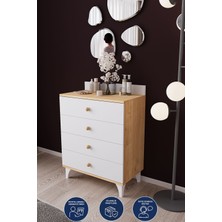 Dekorfim DF11101SFB 4 Çekmeceli Şifonyer – Geniş Depolama Alanlı, Modern Çekmeceli Dolap, Yatak & Genç Odası  Beyaz - Safir