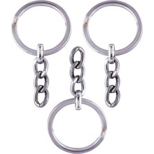 Orhan Çanta 50 Adet Gümüş Ezme Anahtarlık Halkası - 2.5 cm Nikel Metal Halka Zincirli Montaj Seti - Modern Makrome Aparatı