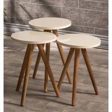 Reyo Ahşap Zigon Sehpa Krem