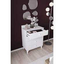 Dekorfim DF11101B 4 Çekmeceli Şifonyer – Geniş Depolama Alanlı, Modern Çekmeceli Dolap, Yatak & Genç Odası  Beyaz