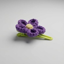 Rug Muse El Örgüsü Kız Çocuk Çıtçıt Toka Seti - Violet Pansy - Mor Menekşeli - Yeşil (2'li Paket)